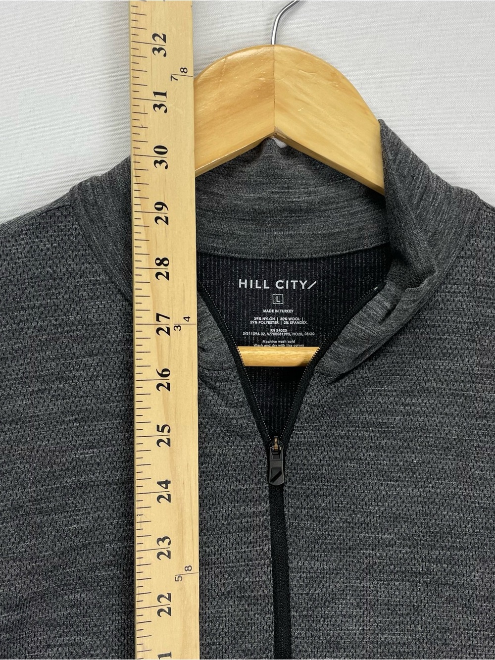 Hill City Men’s Quarter Zip Pullover Gray Wool Blend Long Sleeve Performance, L - Picture 7 of 7